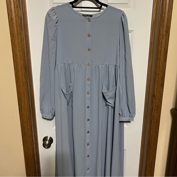 SHEIN Maternity Lantern Sleeve Patch Pocket Button Front Dress Size M - Picture 8 of 8